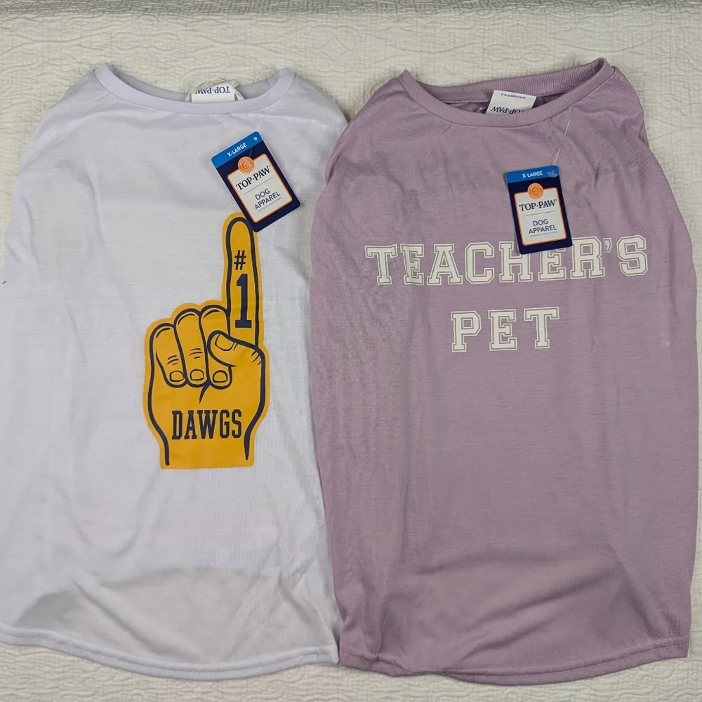 Top Paw T-shirts Bundle (2) Size‎ XL Dog White and Lavender NWT